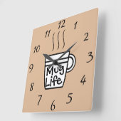 Horloge Carrée Mug Life Wall Clock (Angle)