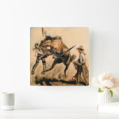 Horloge Carrée « Mule » Art occidental par Will James (Maison)