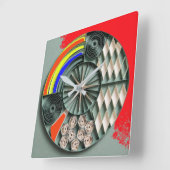 Horloge Carrée Multicolor Geometric Quilling-Style Mandala  (Angle)