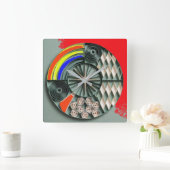Horloge Carrée Multicolor Geometric Quilling-Style Mandala  (Maison)