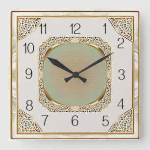 Horloge Carrée Mur Art Déco Élégant