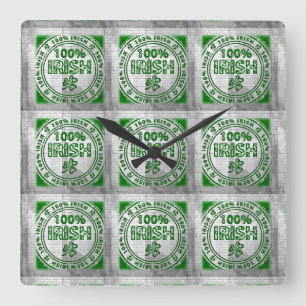 Horloge Carrée Mur de graffiti d'Irlandais de 100%