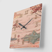 Horloge Carrée Mur de scène paisible (Angle)