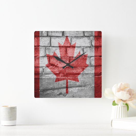 Horloge Carrée Mur du drapeau du Canada (Maison)