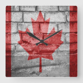 Horloge Carrée Mur du drapeau du Canada (Recto)