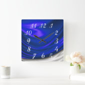 Horloge Carrée Mur en Satin Bleu (Maison)