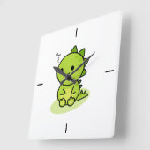 Horloge carrée murale bébé dragon vert (Angle)