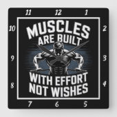 Horloge Carrée Muscles Construites Effort Pas De Souhaits (Recto)