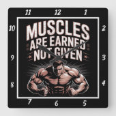 Horloge Carrée Muscles Gym Gagnés Non Donné (Recto)