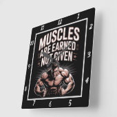 Horloge Carrée Muscles Gym Gagnés Non Donné (Angle)