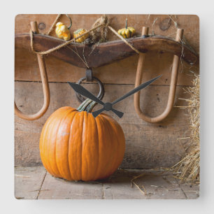 Horloge Carrée Musée des agriculteurs. Citrouille dans une grang