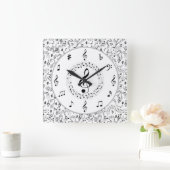 Horloge Carrée Music, notes musicales (Maison)