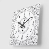 Horloge Carrée Music, notes musicales (Angle)