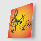 Horloge Carrée Music Notes Wall Clock (Angle)