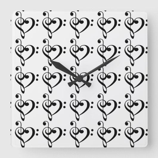 Horloge Carrée **MUSIC TO MY EARS** MUSICAL NOTES Clock (Recto)