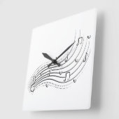 Horloge Carrée Musical note wave, black line clipart (Angle)