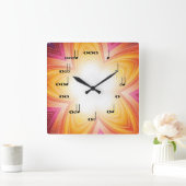 Horloge Carrée Musical Notes Clock Star Burst Orange (Maison)