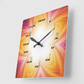 Horloge Carrée Musical Notes Clock Star Burst Orange (Angle)
