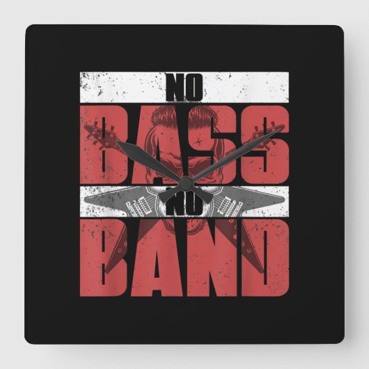 Horloge Carrée Musicien Bhelp Idée Cadeau Basse Guitare (Recto)