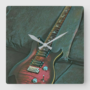 Horloge Carrée musicien guitare amoureux cadeau