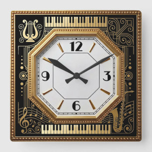 Horloge Carrée Musique Art Déco