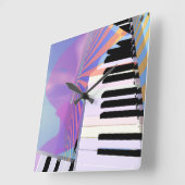 Horloge Carrée Musique de clavier Abstraite (Angle)