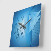 Horloge Carrée Musique en bleu (Angle)