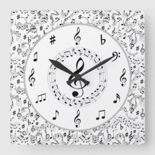 Horloge Carrée Musique, notes musicales