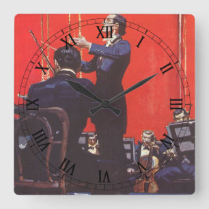 Horloge Carrée Musique Vintage, Direction d'Orchestre