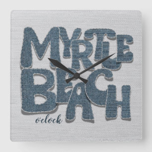 Horloge Carrée Myrtle Beach Denim Lettre