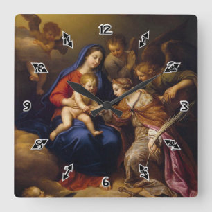 Horloge Carrée Mystic Marriage de St Catherine