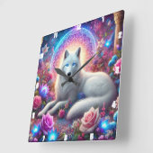 Horloge Carrée Mystic White Wolf (Angle)