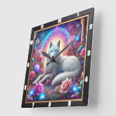 Horloge Carrée Mystic White Wolf (Angle)