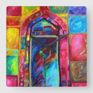 Horloge Carrée Mystical Temple Dancer Designer Clocks - Gifts