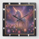 Horloge Carrée Mystique Unicorne Starry Flower (Recto)