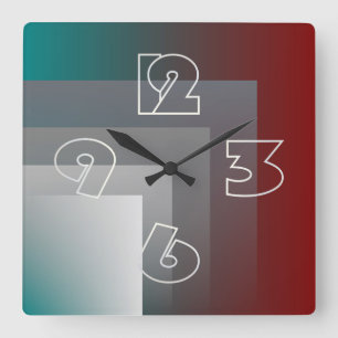 Horloge Carrée N - Bourgogne gris turquoise