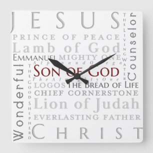 Horloge Carrée Names of Jesus Typografy Clock