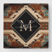 Horloge Carrée Native American Indian Culture Boho Style Monogram (Recto)