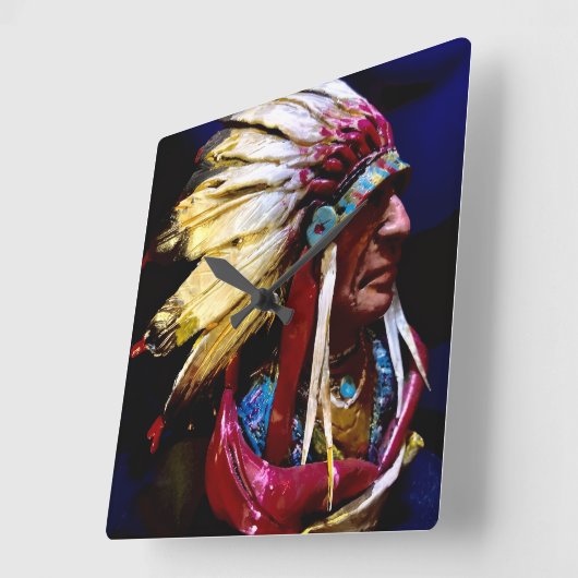 Horloge Carrée Native American Wall Clock (Angle)
