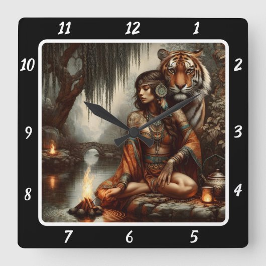 Horloge Carrée Native Majesty : River's Edge Tiger's Watch (Recto)