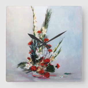 Horloge Carrée Nature morte de fleurs/Still life of flowers