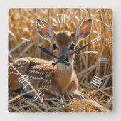 Horloge Carrée Nature Thème Cute Baby Deer (Recto)