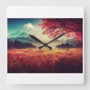 Horloge Carrée Nature Wall Clock