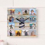 Horloge Carrée Nautical Anchor Vintage Wood 12-photo Collage<br><div class="desc">This nautical anchor design features a multi-color, weathered wood plank background with space for 12 photos! Cliquez sur le bouton Concustomize pour plus de flexibilité dans les modifications/adding text and design elements! Variations of this design as well as coordinating products are available in our shop, zazzle.com/store/doodlelulu. Contact us us if...</div>