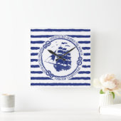Horloge Carrée Nautical Emblem With Sailing Ship (Maison)