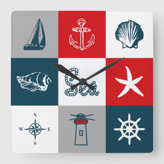 Horloge Carrée Nautical themed design (Recto)