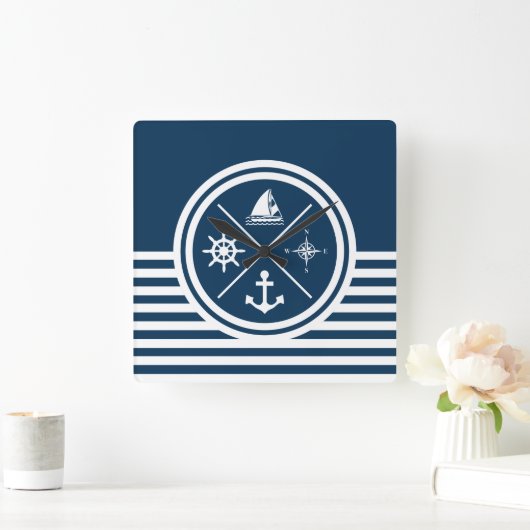 Horloge Carrée Nautical themed design (Maison)