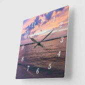 Horloge Carrée Navarre Beach Magique Heure Purple Coucher de sole (Angle)