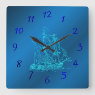 Horloge Carrée navire dans montres bleues
