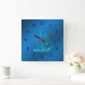 Horloge Carrée navire en bleu regarde (Maison)